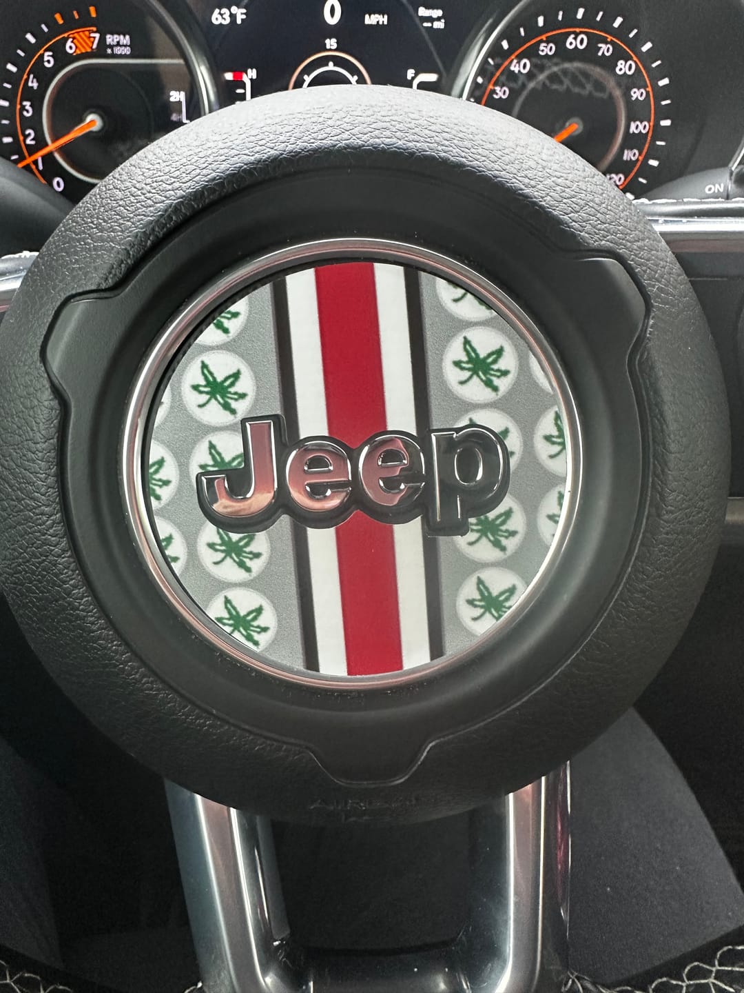 Customer photo review of Design Your Own Steering Wheel Decal for Jeep