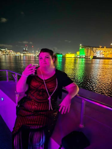 Rebecca C. review of Plus Size Red & Black Beaded Stella Flapper Dress image 1 out of 2