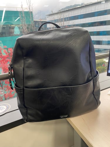 Reseña con foto de un cliente sobre Mochila Para Notebook Boho