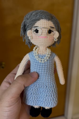 Customer photo review of Dolly® Personalized Crochet Doll with Photo Card