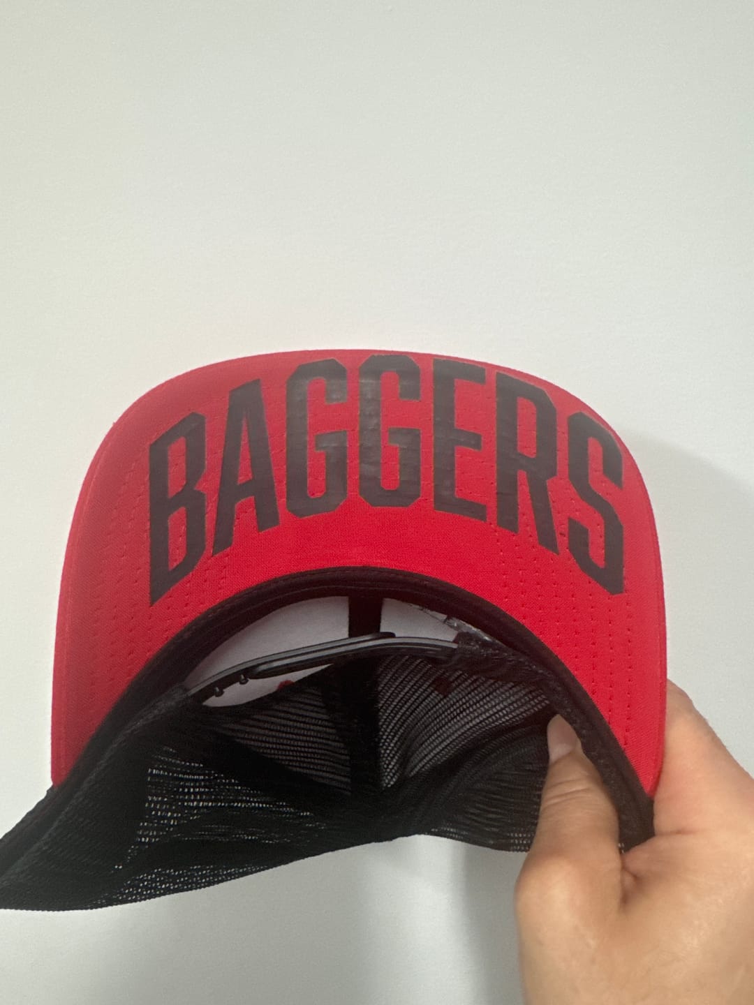 Customer photo review of RED/BLACK SNAP BACK TRUCKER  HAT