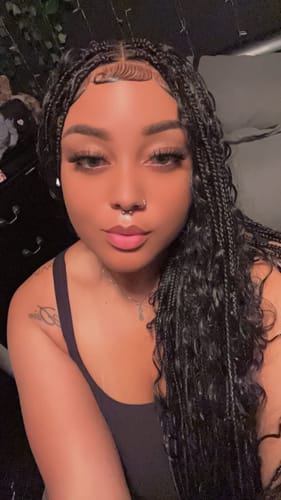 Customer photo review of Bohemian Knotless Wig "HD Full Lace" (100% Human Hair wave) Color 1B - TARA