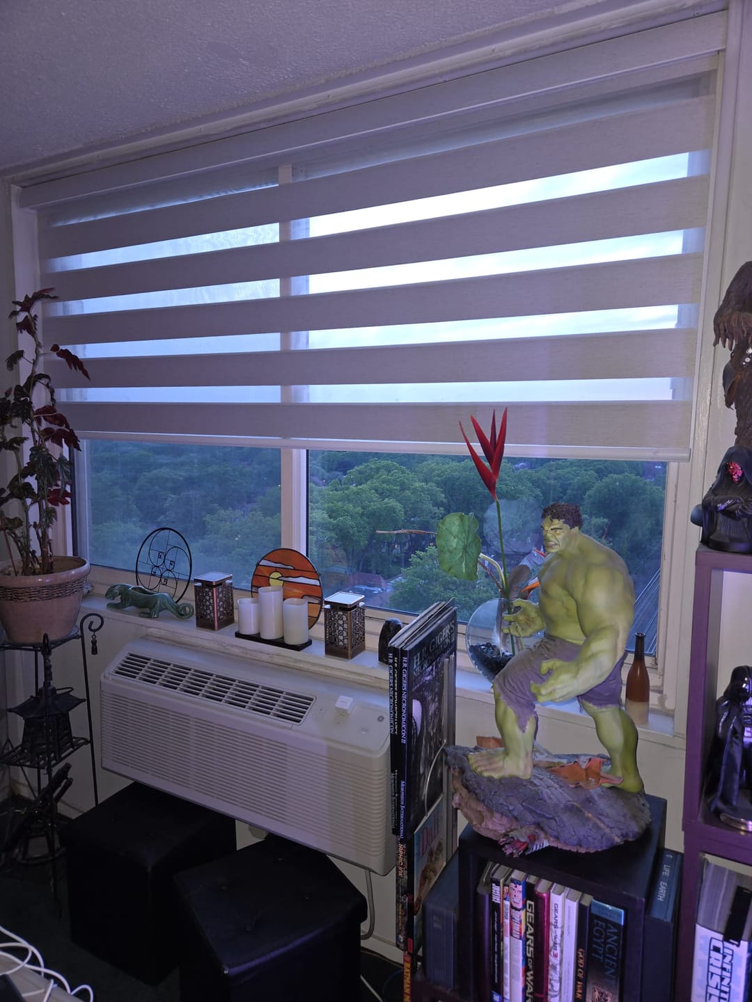 Customer photo review of SmartWings Motorized Zebra Shades 85% Blackout 95mm Ingrid