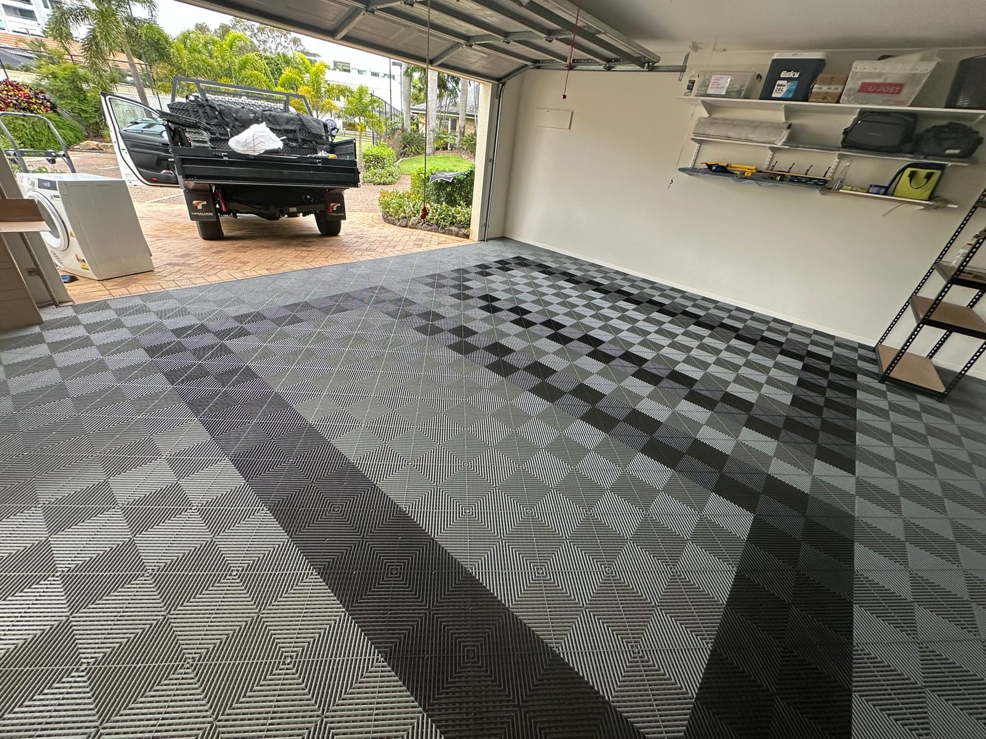Customer photo review of Double Garage Modular Floor Tile Package Set SUITS 6M X 6M , choose your colours, EASY DIY!!
