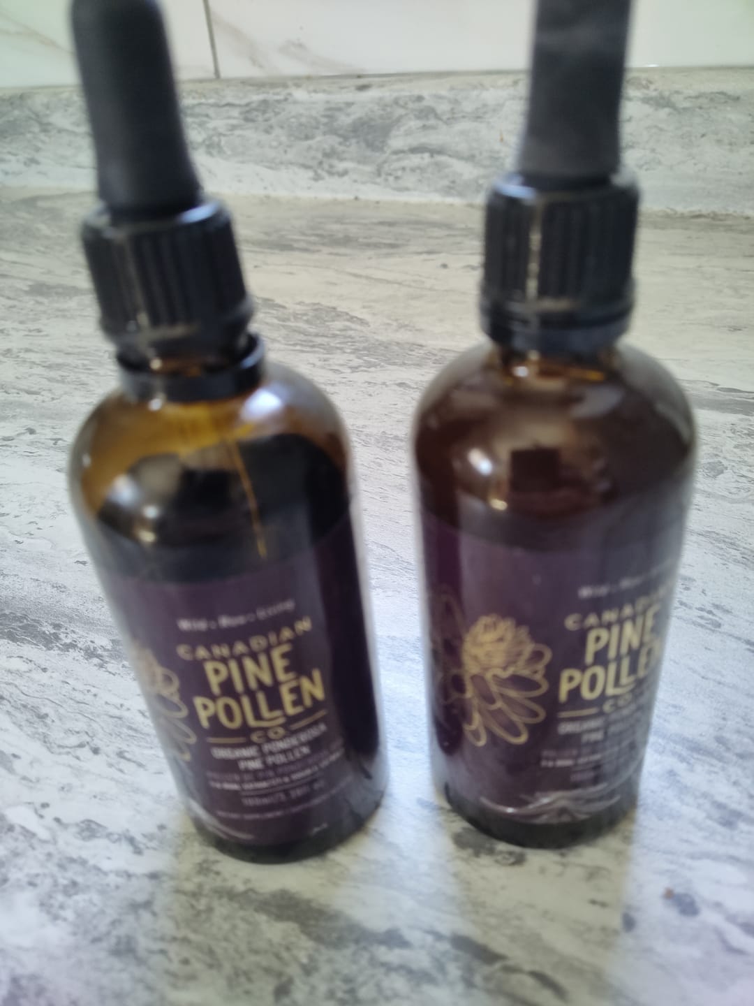 Customer photo review of Wild Ponderosa Pine Pollen Tincture 1:6 - Certified Organic (100mL-3.4 fl oz)