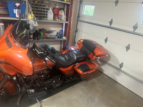 Customer photo review of HR3 Scorched Orange / Black Denim 5.5" Razor Style Tour Pack Luggage For 14-24 Harley Touring