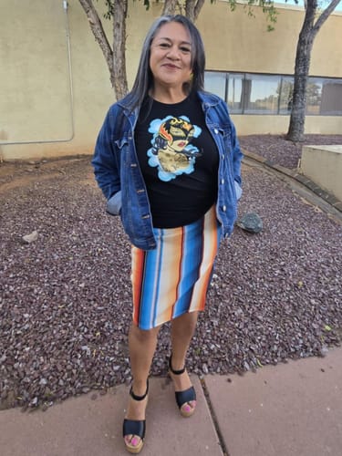 Customer photo review of MEXI STRIPE SKIRT