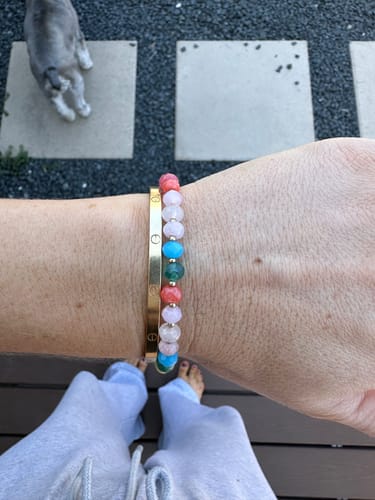 Customer photo review of Natural Gemstone Bracelet + 14k Gold Filled Toggle : Skyline