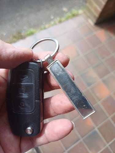 Customer photo review of Personalised Metal Number Plate Keyring