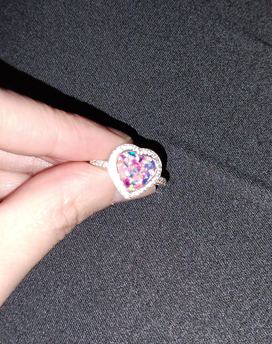 Customer photo review of Bedazzled Heart Cremation Ring