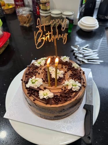 Customer photo review of double chocolate cake