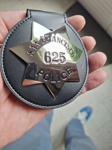 Customer photo review of SFPD San Francisco Police Officer Badge Solid Copper Replica Movie Props With Number 625
