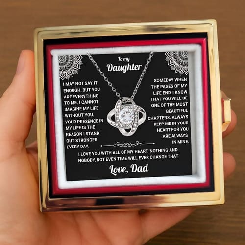 Customer photo review of To My Daughter - From Dad - Rotating Rose Box Necklace Gift Set SS#28