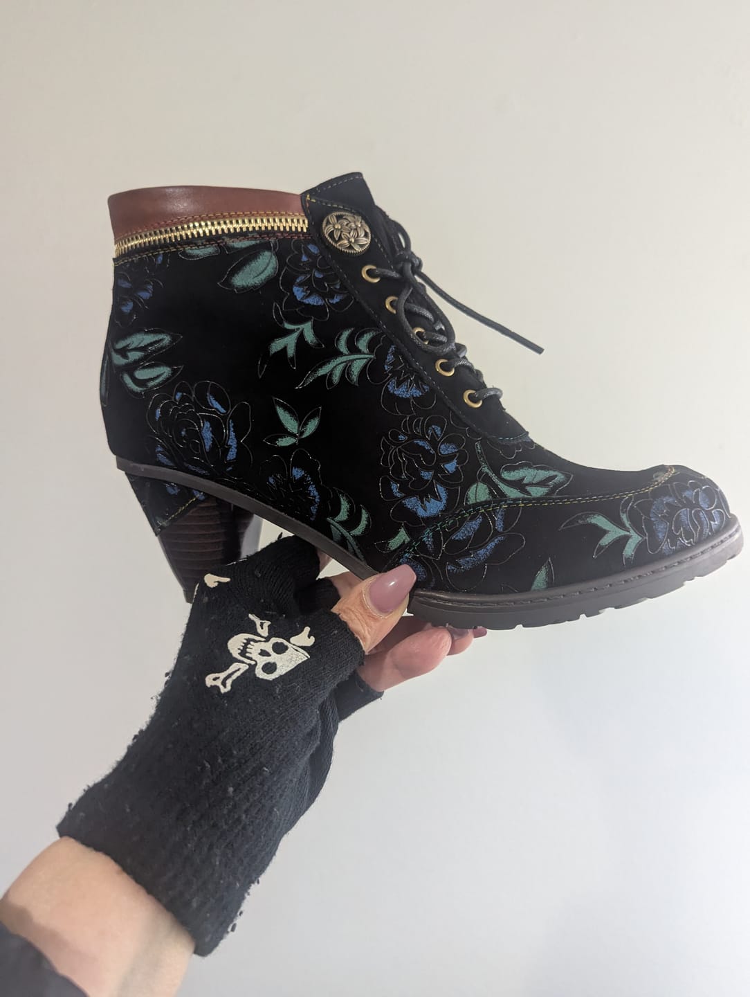 Customer photo review of Vintage Nocturne Blossom Ankle Boots