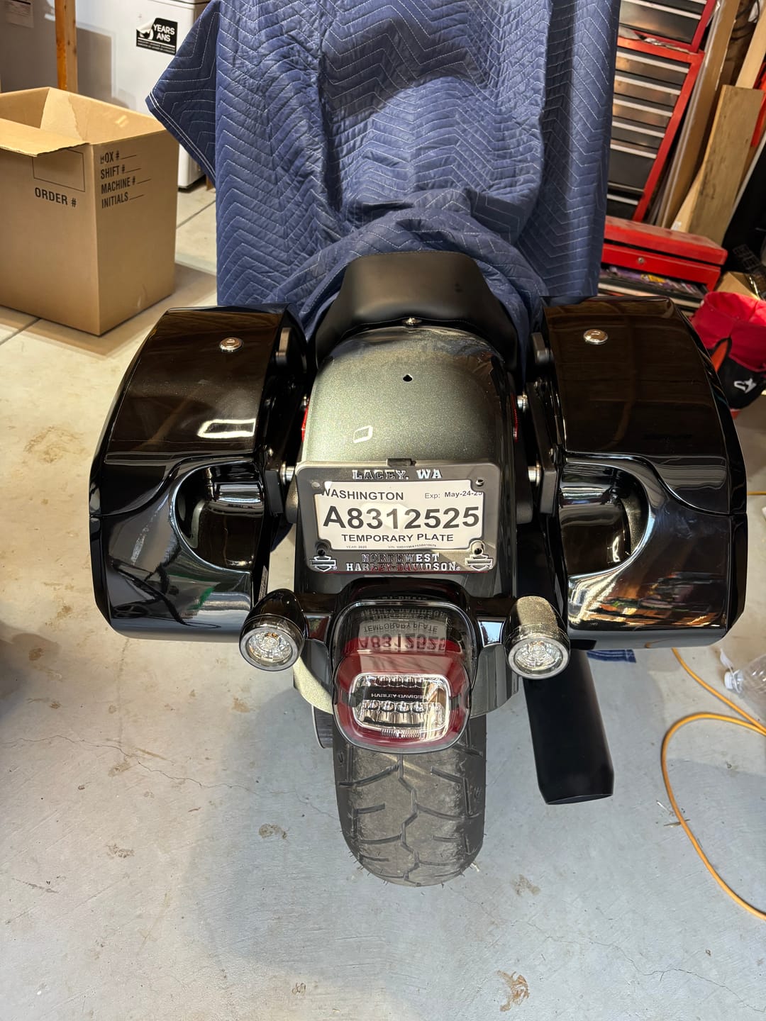 Customer photo review of 32L - Darkin Large Quick Mount Painted Hard Saddlebags for Harley Softail Low Rider S FXLRS