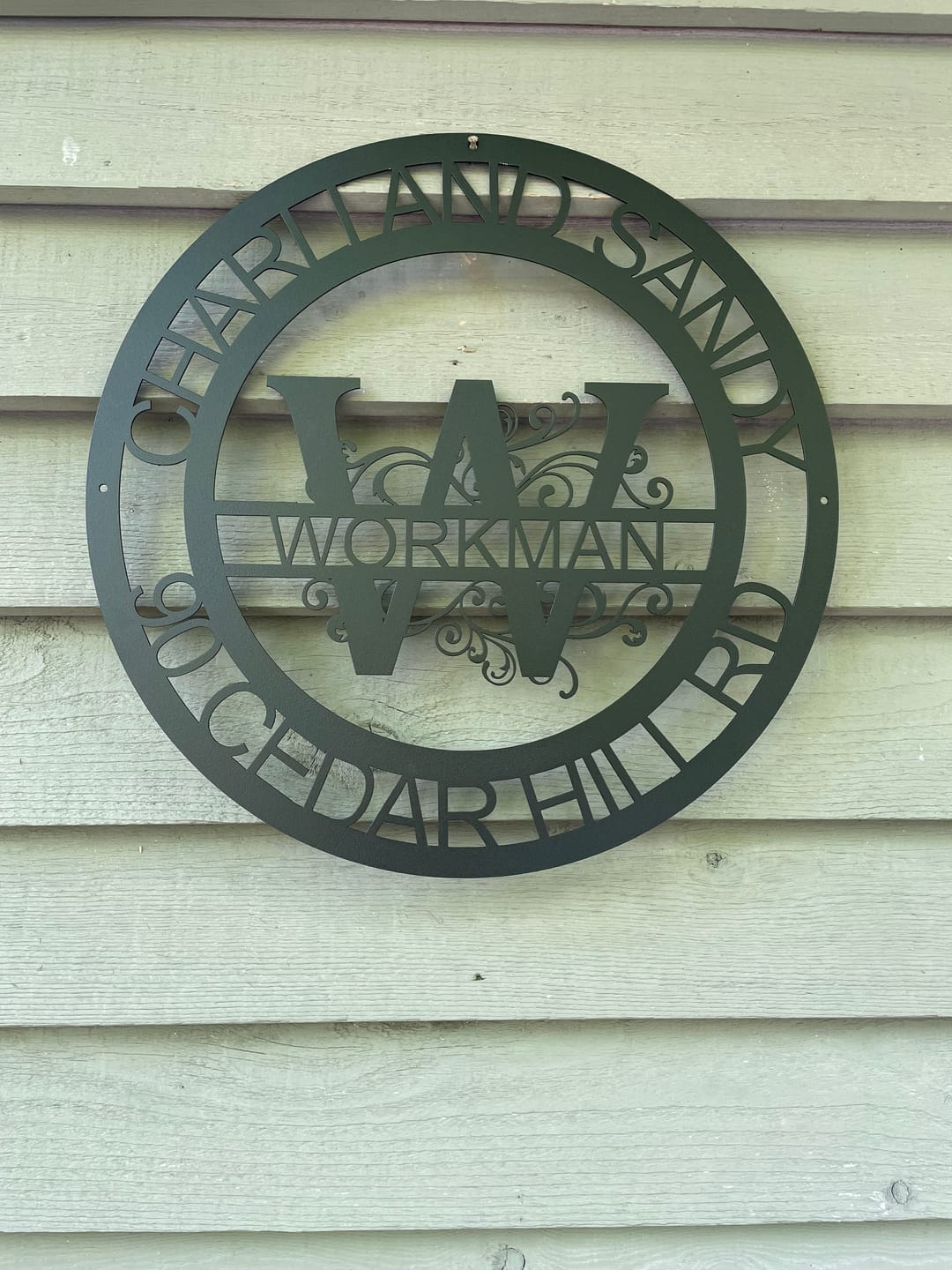 Customer photo review of Custom Metal Family Established Monogram Wall Art - 20+ Color Options