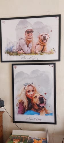Customer photo review of Πορτραίτο Δικό Σας μαζί με το Κατοικίδιο σας - Νερομπογιά