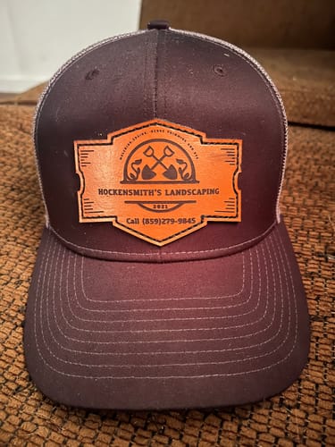 Customer photo review of Custom Leather Patch Hats Richardson 112 Laser Engraved