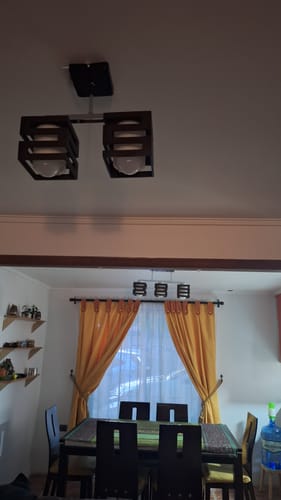 Customer photo review of Lampara Aplique Techo Madera  Doble Modelo CONI