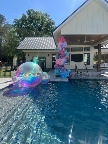 Customer photo review of Rainbow Color Inflatable Mirror Ball Reusable Big Bubble Balloon