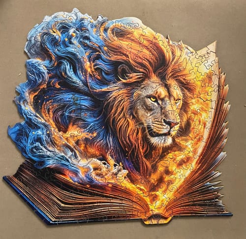 Customer photo review of Roaring Pages Wooden Jigsaw Puzzle