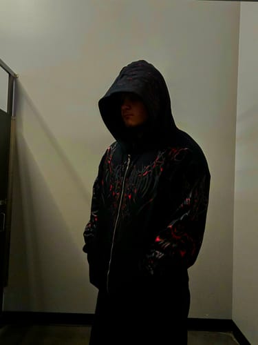 Customer photo review of Shadow Monarch Oversized Zip-up Hoodie [INFERNO]