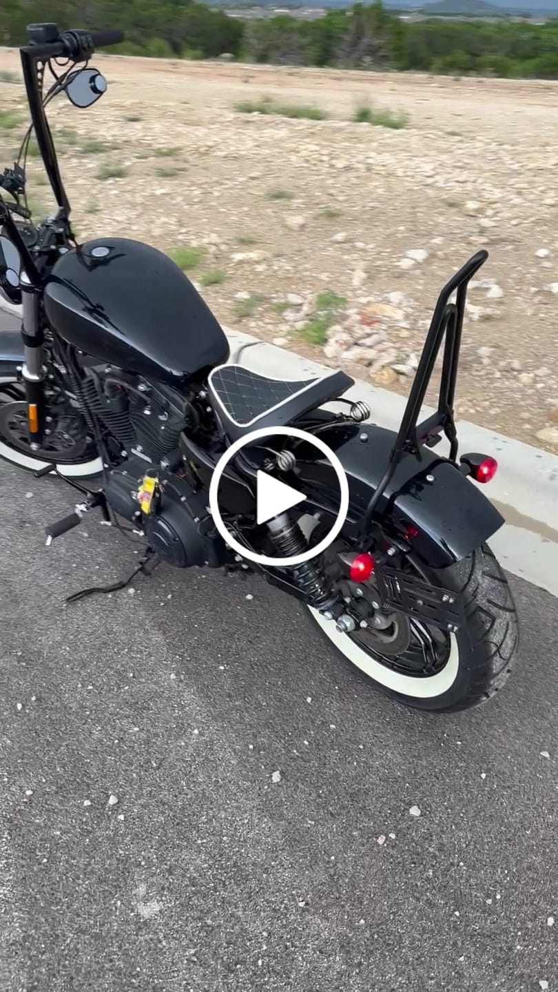 Customer video review of Iron Born Blade 25" Sissy Bar with Foldable Luggage Rack for Harley Sportster Forty Eight Matte Black