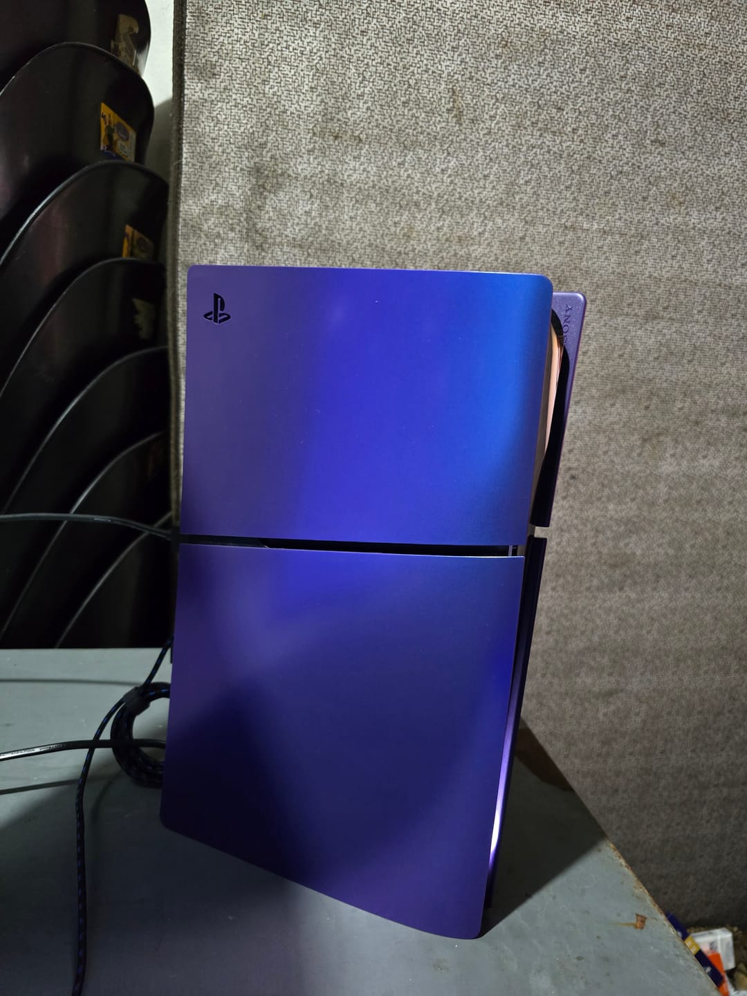 Customer photo review of PlayStation 5 Slim Disc / Digital Console Cover - Chroma Indigo