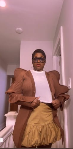 Customer photo review of Wave Sleeve V-Neck Knitted Cardigan