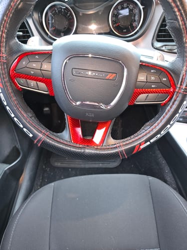 Customer photo review of Dodge Charger Challenger Durango 2015-2023 Carbon Fiber Steering Wheel Trim Cover