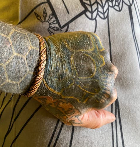 Customer photo review of Rope Weave Copper & Brass Cuff