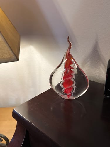 Customer photo review of Memorial Glass Flame with Cremation Ashes