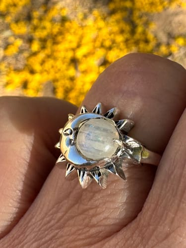 Customer photo review of Sun and Moon Moonstone Ring Sterling Silver