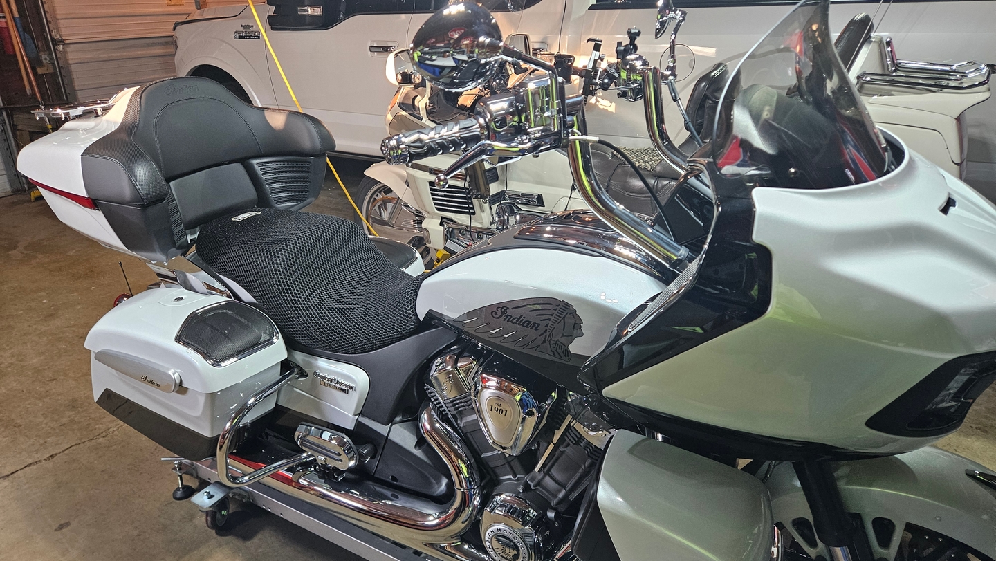 Wind Rider mesh seat cover on a Indian Challenger