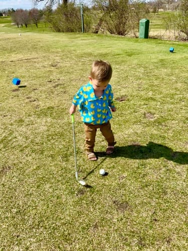 Customer photo review of Youth Yellow duck Golf Polo