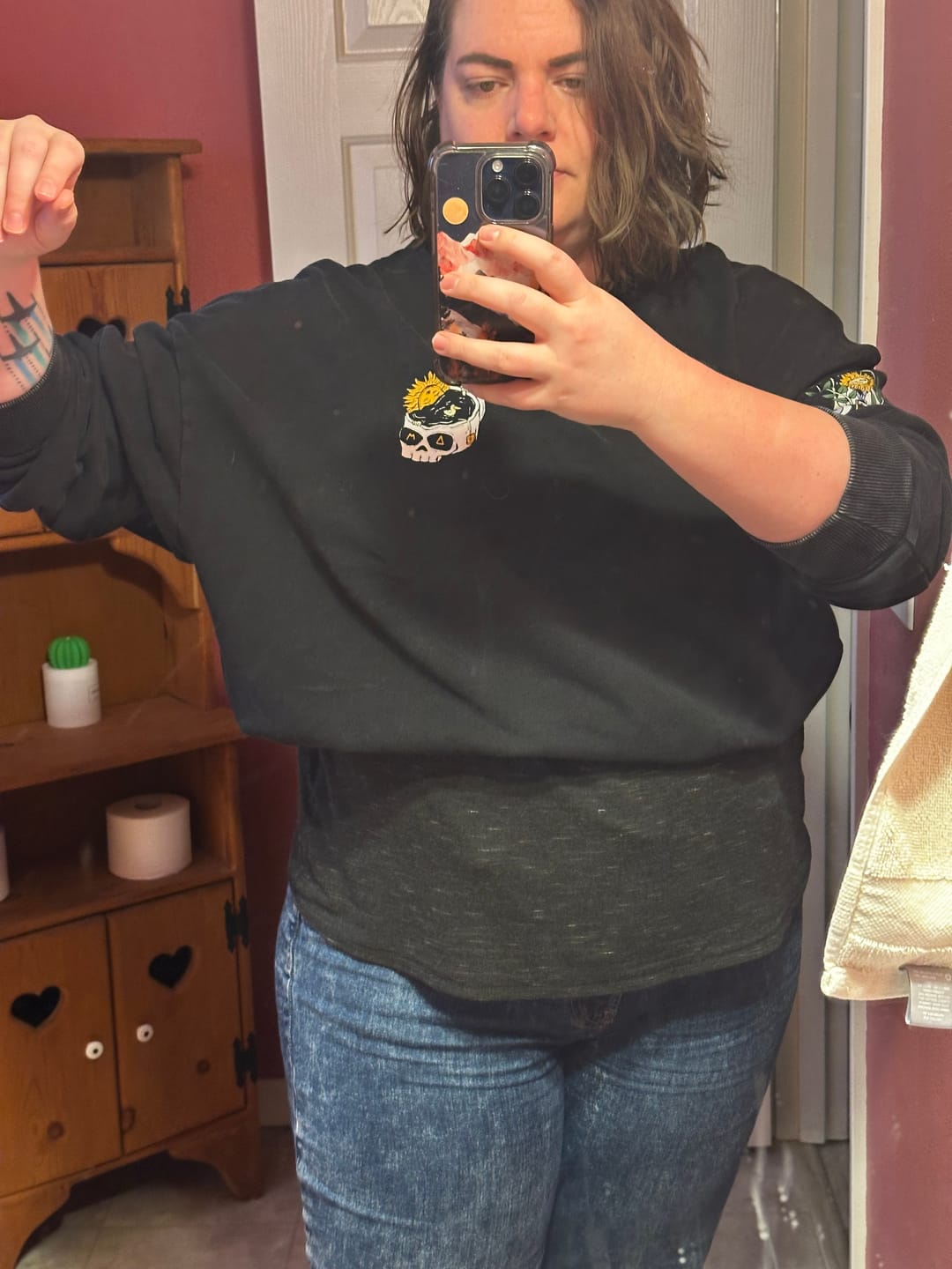 Customer photo review of Embrace the Existential Dread Crewneck
