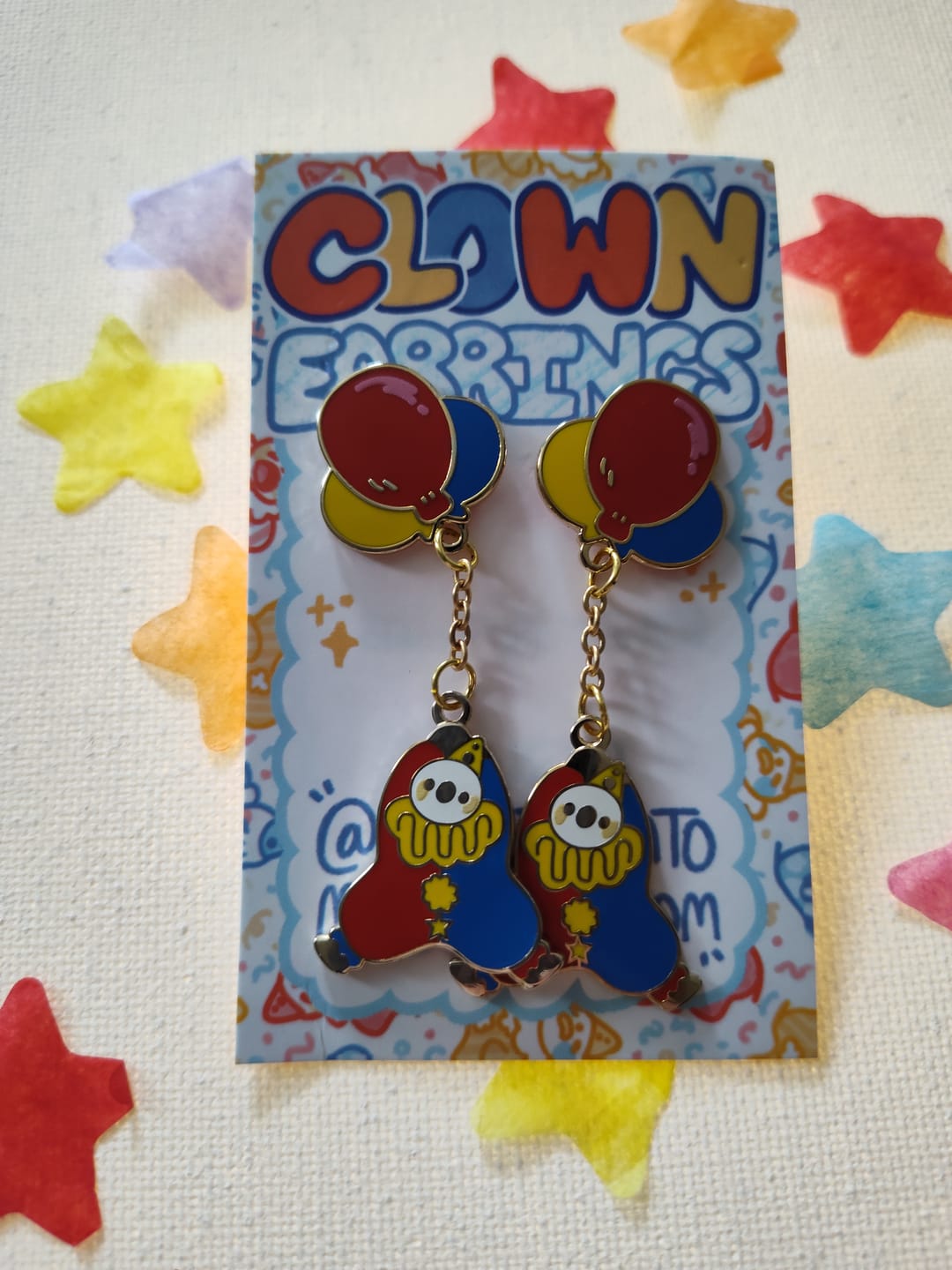 Customer photo review of Dangling Clown Earrings