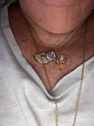 Customer photo review of Personalized Photo Locket Necklace with Angel