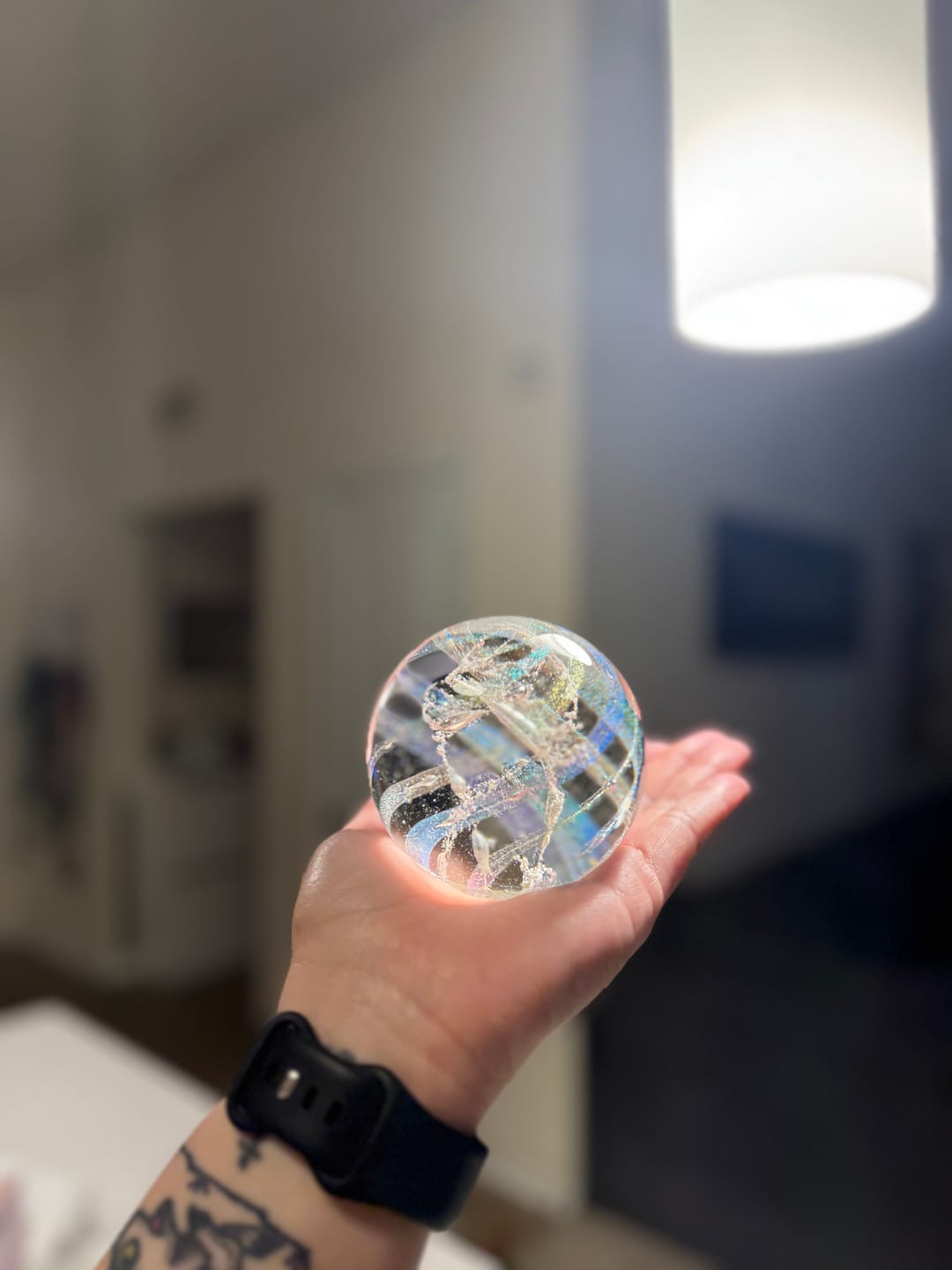 Customer photo review of Crepe Myrtle Tree Of Life with Dichroic Rainbow Orb