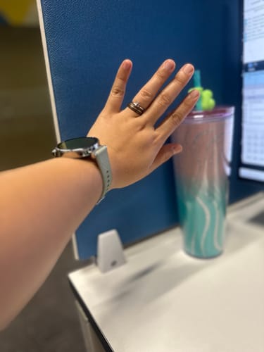 Customer photo review of Arcadia Code Black Wedding Rings