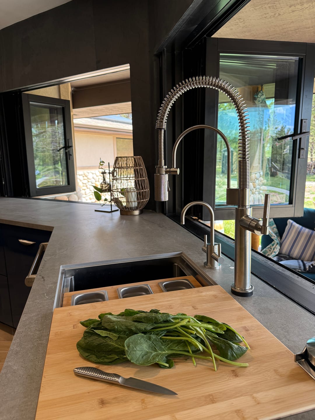 Customer photo review of 15" Bamboo Cutting Board (LCB-15) - Workstation Sink Accessory