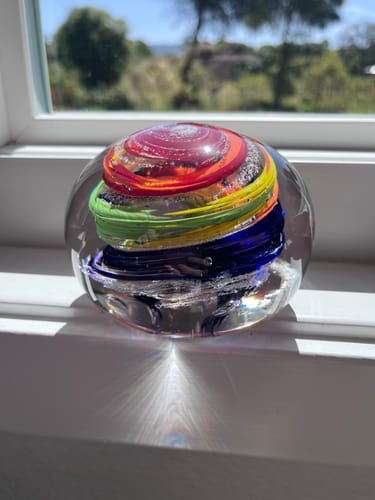 Customer photo review of Rainbow Bridge Swirl with Cremation Ash