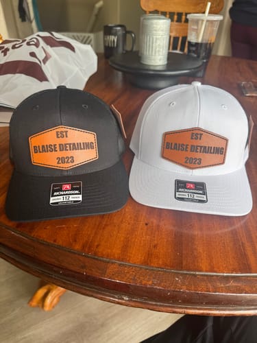 Customer photo review of Premium Custom Leather Patch Hats (Wholesale)