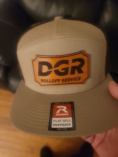 Customer photo review of Custom Leather Patch Hats Richardson 168 Laser Engraved