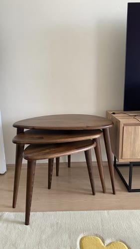 Customer photo review of Zigon Sehpa 3'lü Set - Masif Ahşap Meşe Ağacı (Ercol Stil)