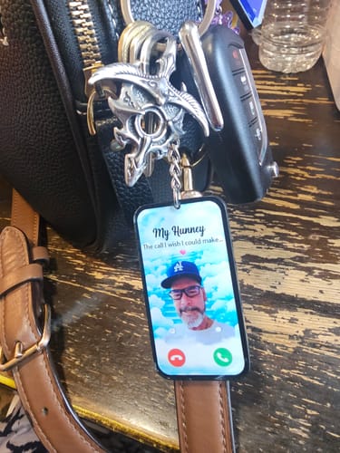 Customer photo review of The Call I Wish I Could Take Memorial Sympathy Gift Remembrance Keepsake Photo Personalized Acrylic Keychain