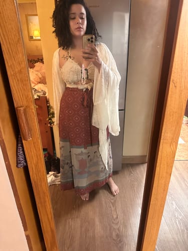 Customer photo review of Gen Gu 亘古 Eternity New Chinese Style Printed Painting Wrap Skirt & Cotton Linen Tank Top Set