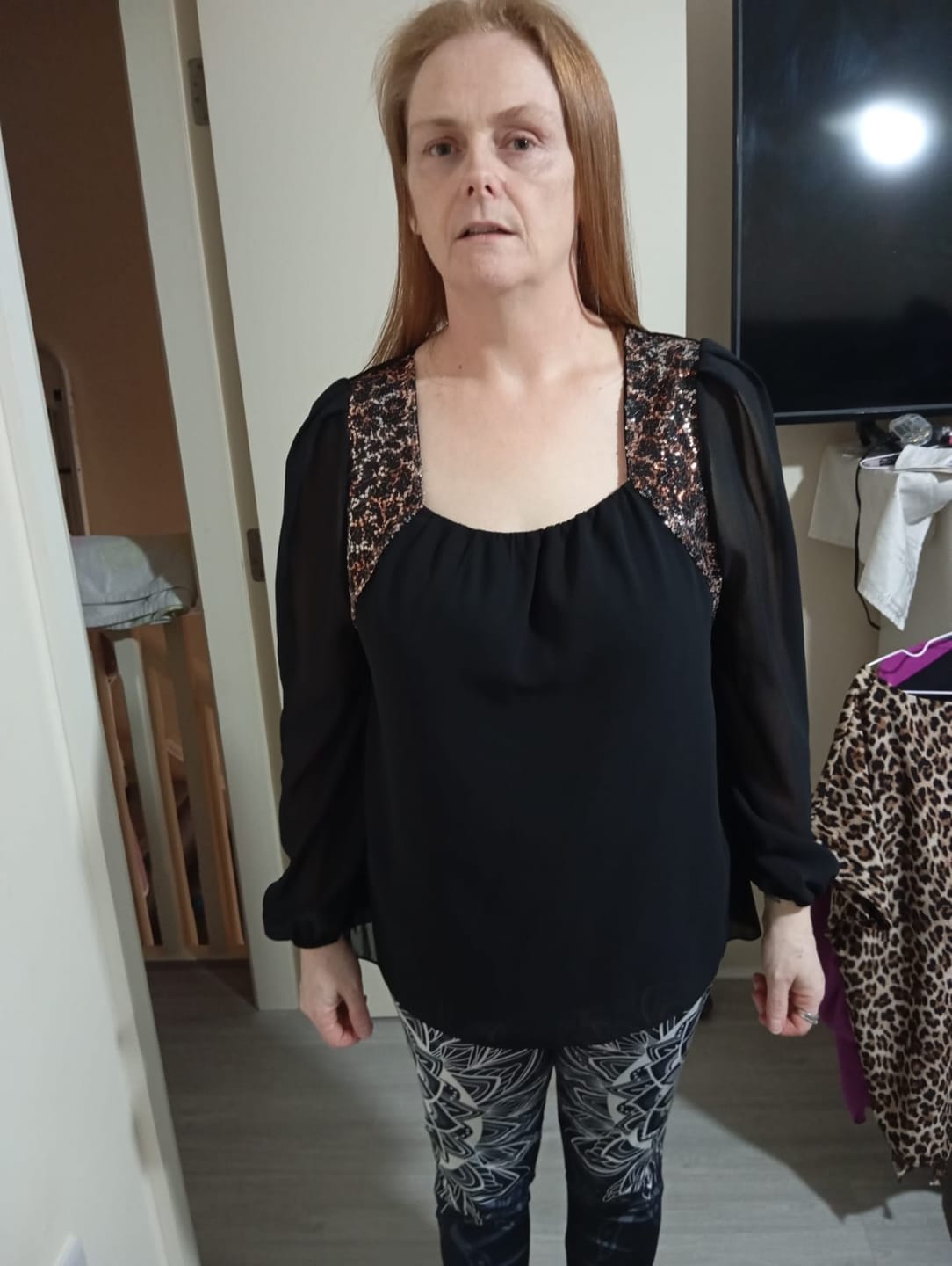 Customer photo review of Agata Black Sequin Detail Blouse