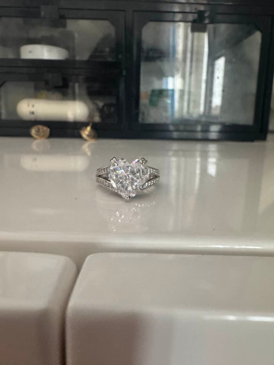 Customer photo review of Louily Exquisite 5.0 Carat Heart Cut Engagement Ring In Sterling Silver