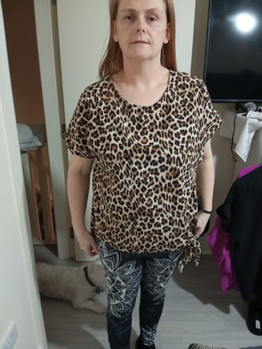 Customer photo review of Isla Leopard Print Side Knot Top